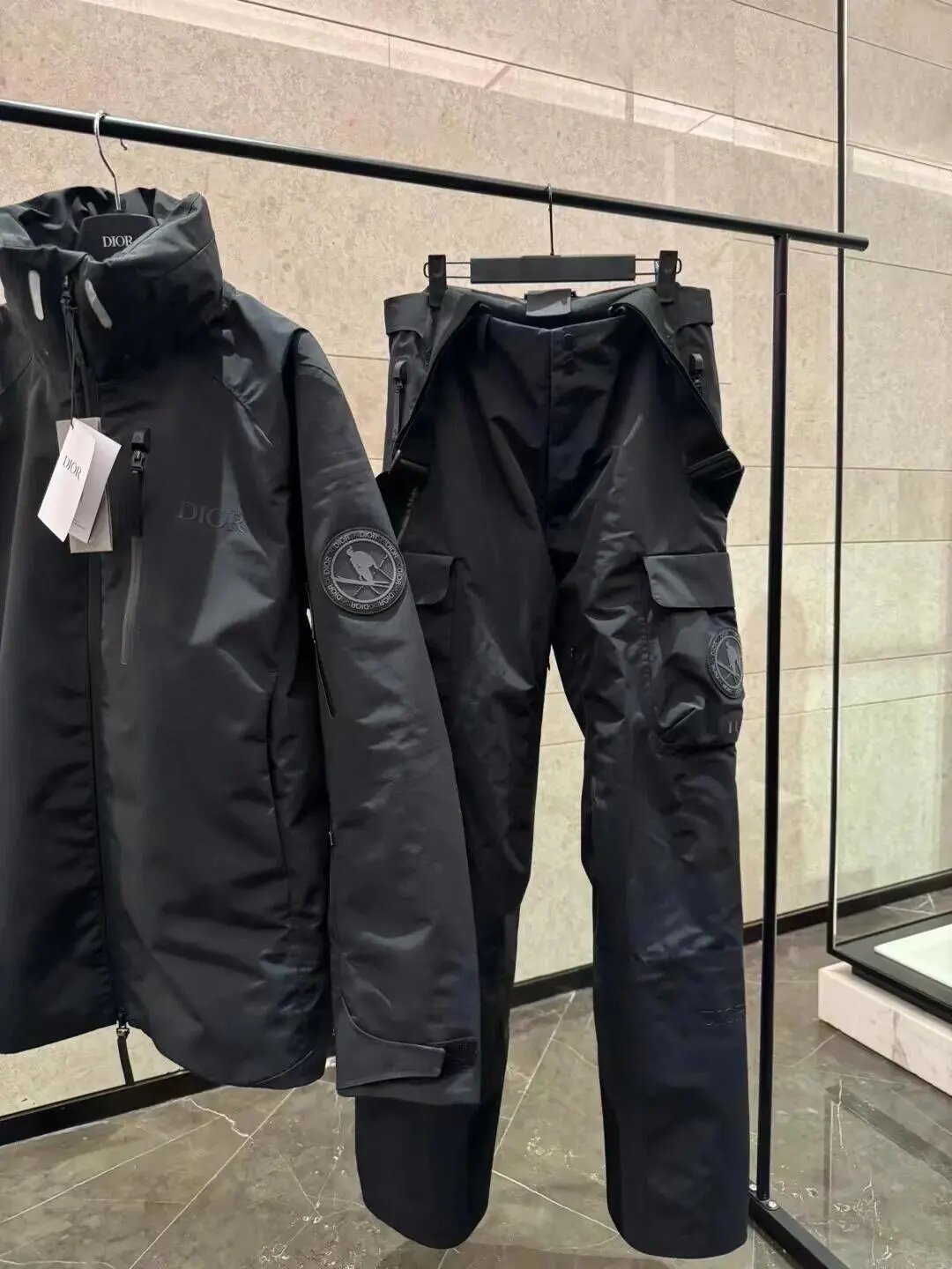 Dior Jackets Monogram Zip-Up Hooded Jacket — Dior suit (black)