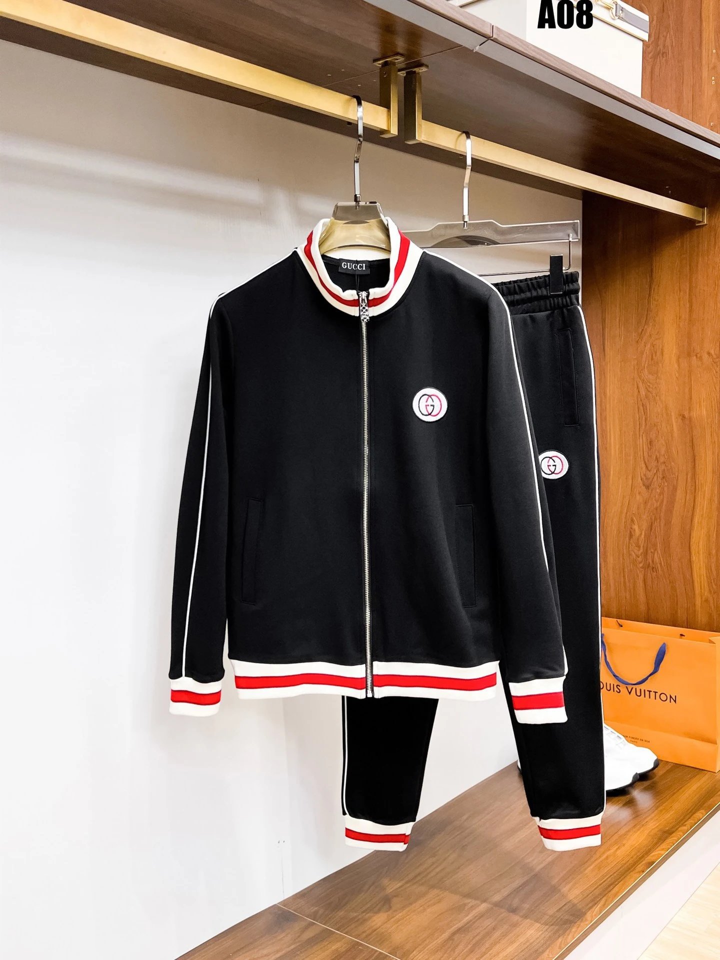 Loewe Matching Sets Zip-Up Track Jacket and Joggers Set — Black A 08