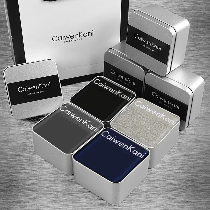 CaiwenKani Underwear Men's stretch cotton boxer briefs, 4-pack gift box image 4