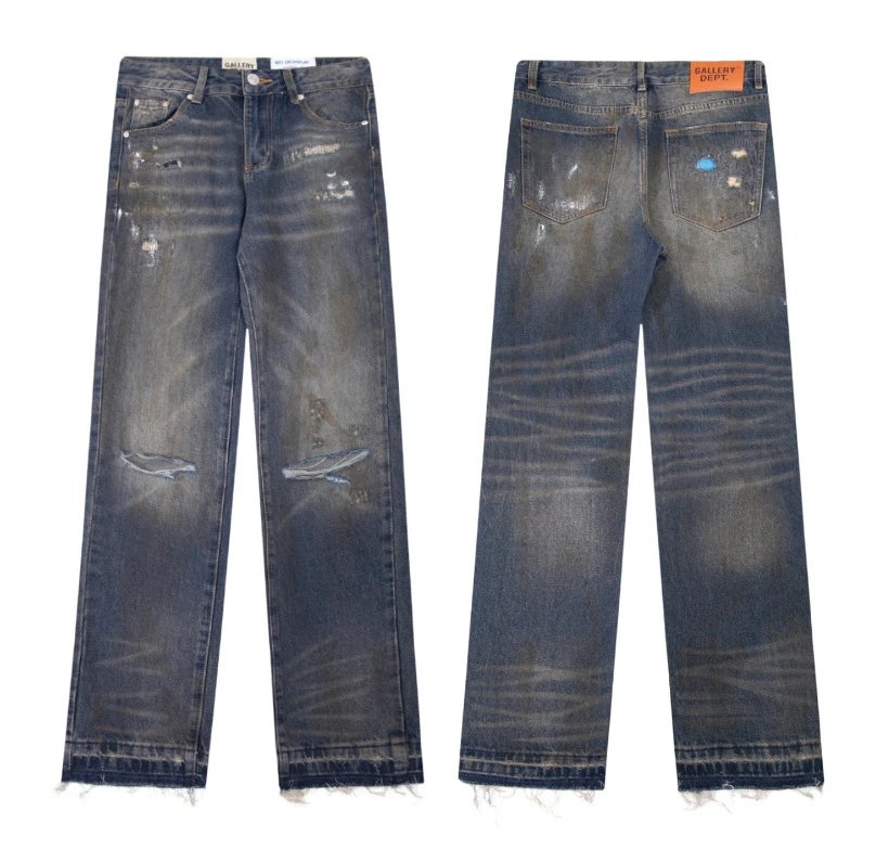 Gallery Dept. Jeans Flared with distressed and patchwork designs — 655 washed blue