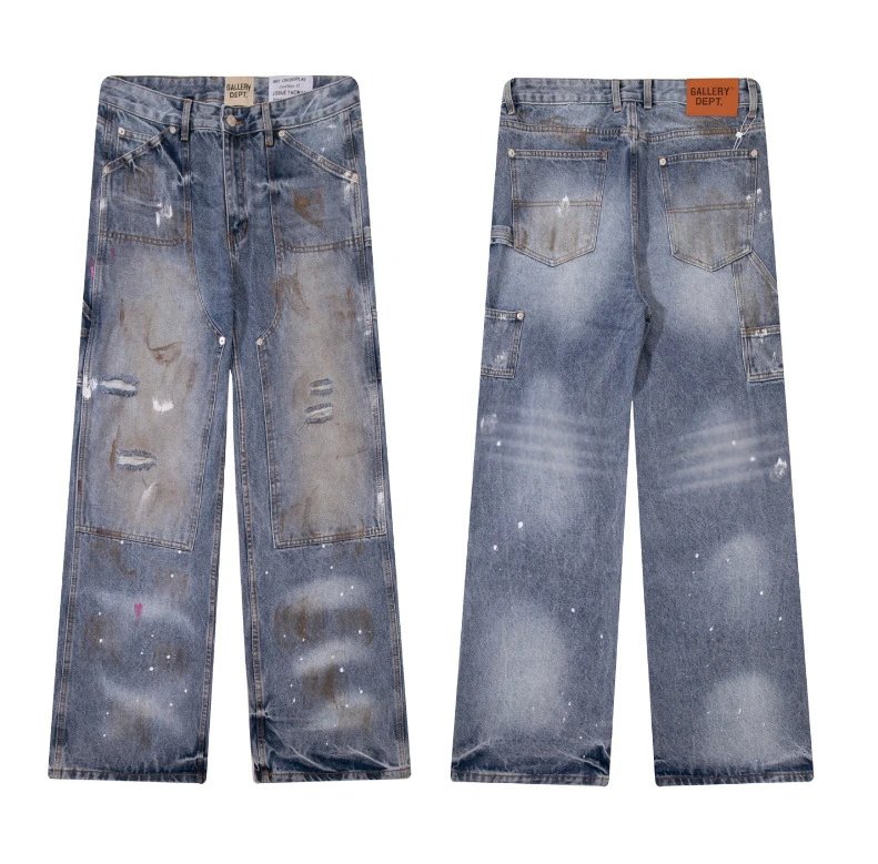 Gallery Dept. Jeans Flared with distressed and patchwork designs — 651 washed blue