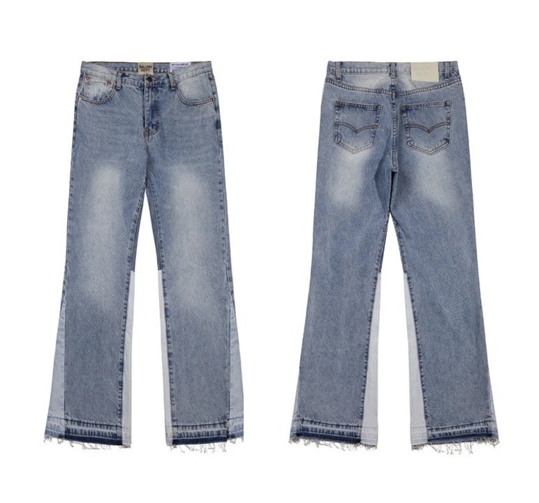 Gallery Dept. Jeans Flared with distressed and patchwork designs — 937 blue