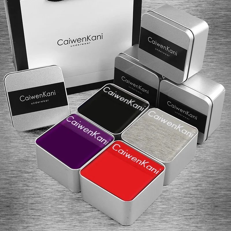 CaiwenKani Underwear Men's stretch cotton boxer briefs, 4-pack gift box — Horse mouth four gift boxes (black gray purple red)