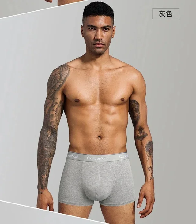 CaiwenKani Underwear Men's stretch cotton boxer briefs, 4-pack gift box product detail image 9