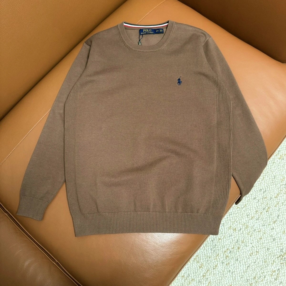 Polo Ralph Lauren Knitwear Crewneck and zip-up knit sweaters with embroidered pony logo — M 101 Camel color