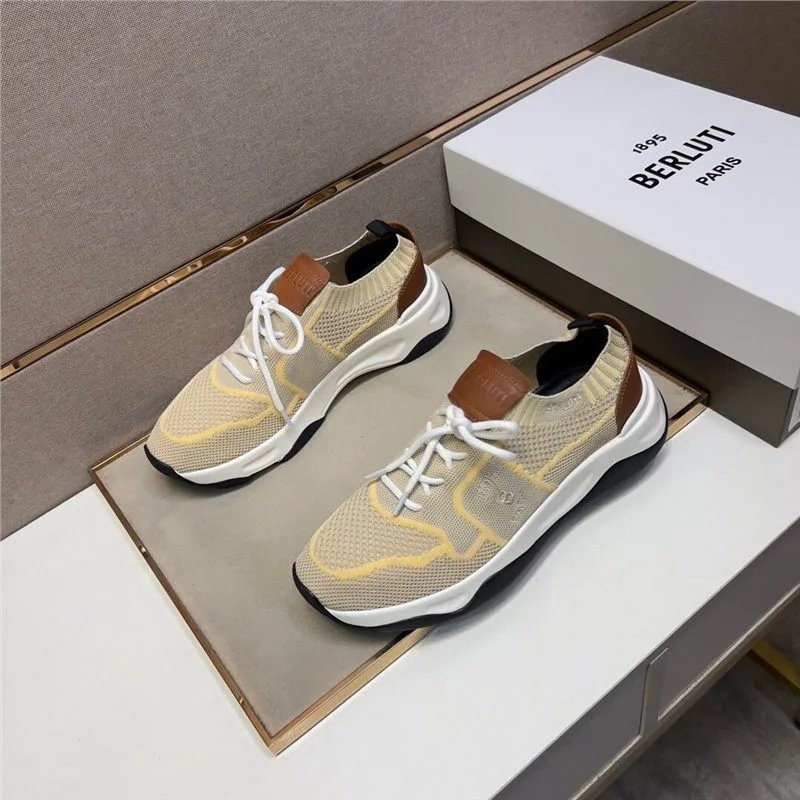 Berluti Sneakers Knit sock with leather heel panels image 3