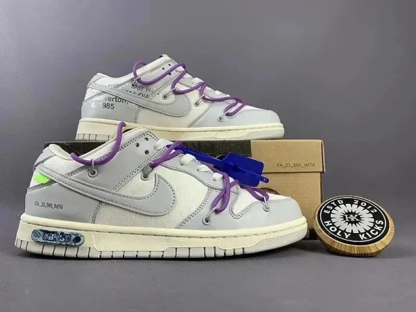 Nike x Off-White Dunk Low 'The 50' Gray Purple Sneakers - 1