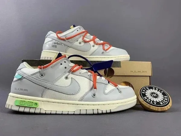 Off-White x Nike Dunk Low 'The 50' Gray Orange Sneakers - 1