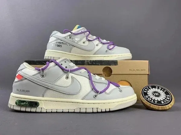 Nike x Off-White Dunk Low 'The 50' Gray Purple Sneakers - 1