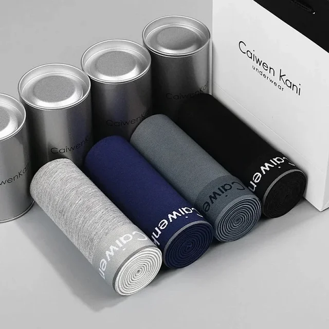 CaiwenKani Underwear Men's stretch cotton boxer briefs, 4-pack gift box product detail image 1