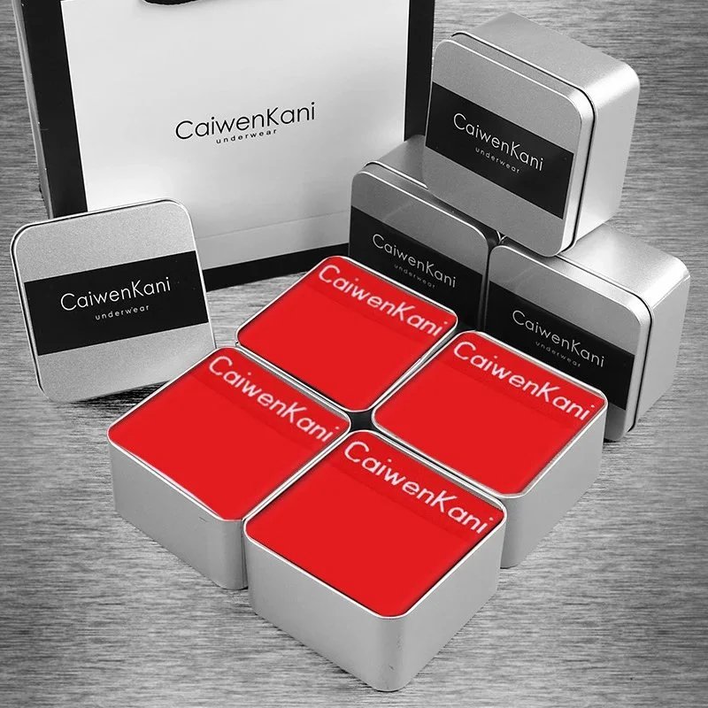 CaiwenKani Underwear Men's stretch cotton boxer briefs, 4-pack gift box — Ma Kou Four Gift Boxes (Red Red Red Red)