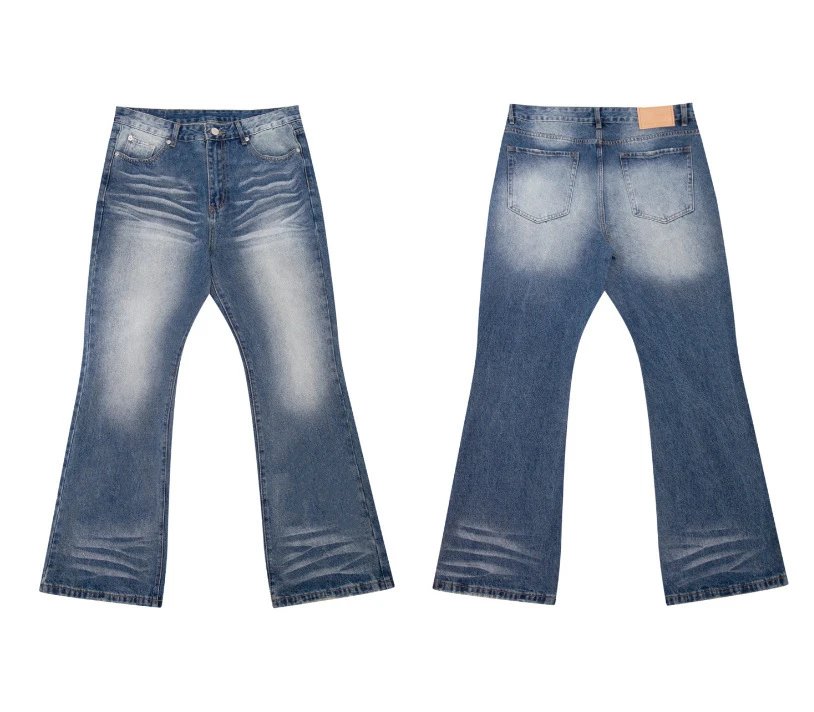 Gallery Dept. Jeans Flared with distressed and patchwork designs — A 05 Washed blue