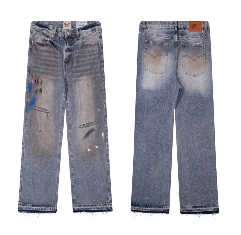 Gallery Dept. Jeans Flared with distressed and patchwork designs — 652 washed blue