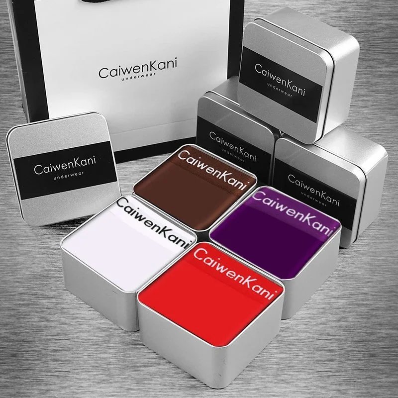 CaiwenKani Underwear Men's stretch cotton boxer briefs, 4-pack gift box — Horse mouth four gift boxes (brown purple white red)