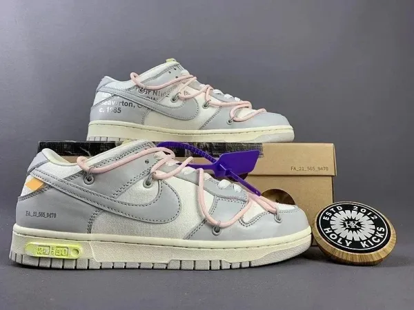 Nike x Off-White Dunk Low Grey Pink Industrial Sneakers - 1