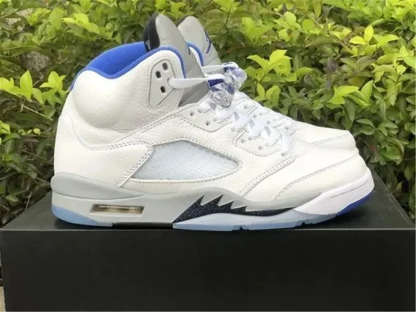 Air Jordan 5 Retro White University Blue Sneakers - 1
