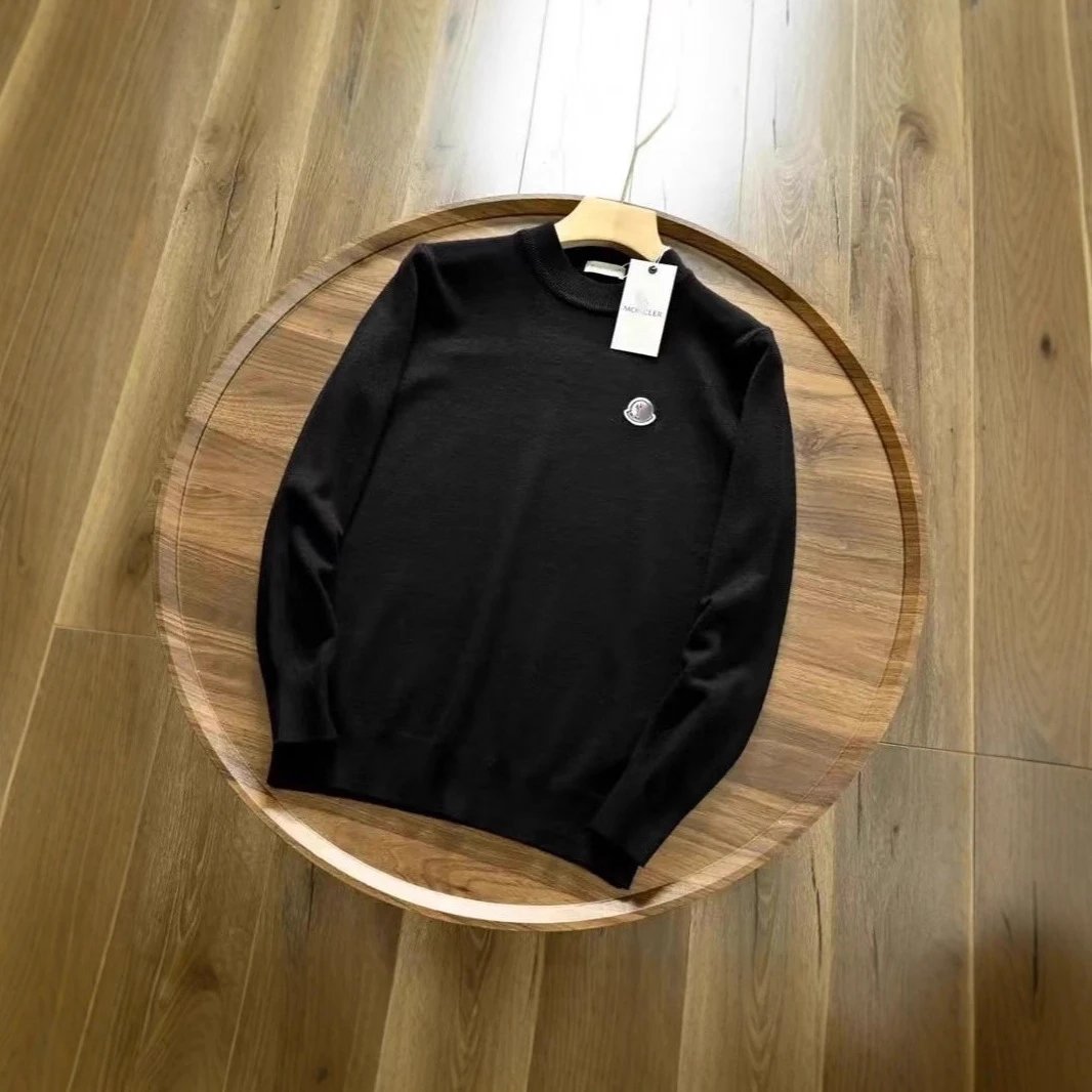 Moncler Knitwear Crewneck knit sweater with logo patch image 4