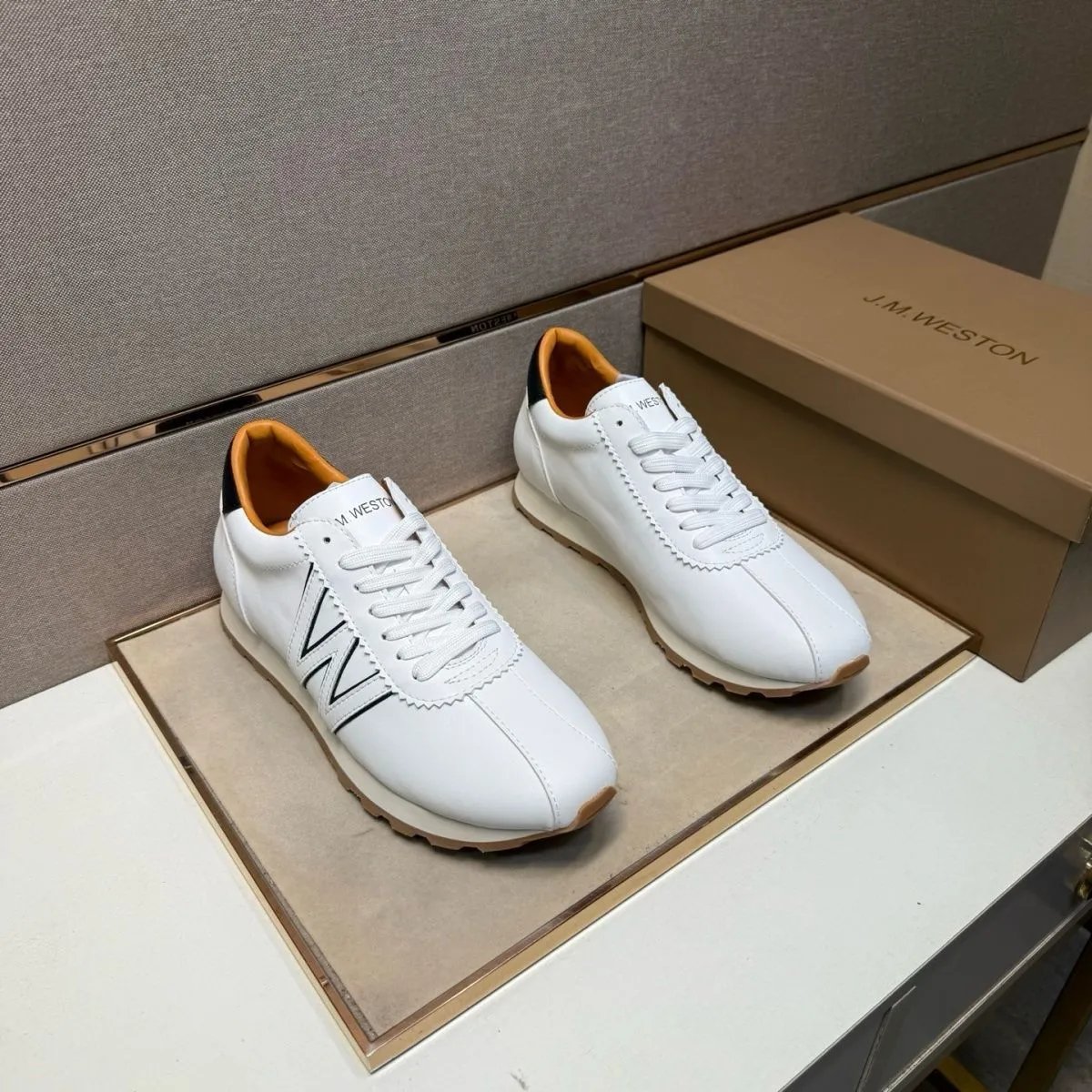 J.M. Weston Sneakers Low-Top Lace-Up Leather with W Side Detail image 6