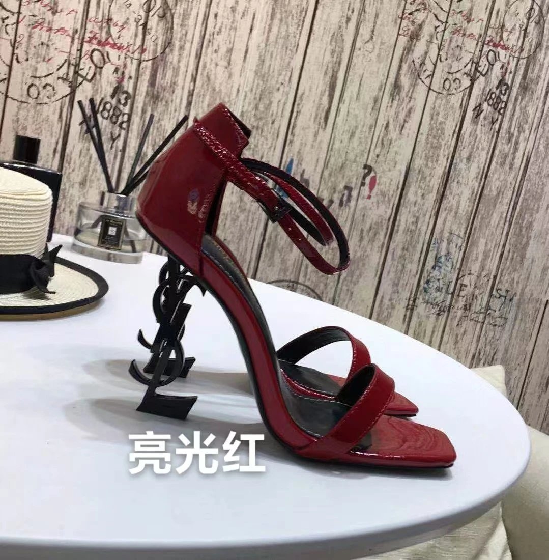 Saint Laurent YSL monogram heel footwear — Red 8CM