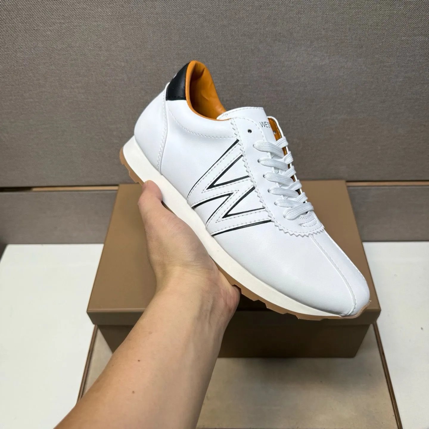 J.M. Weston Sneakers Low-Top Lace-Up Leather with W Side Detail — Style 2