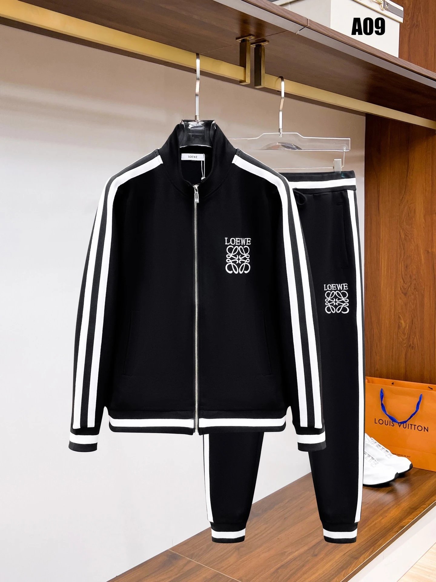 Loewe Matching Sets Zip-Up Track Jacket and Joggers Set — Black A09