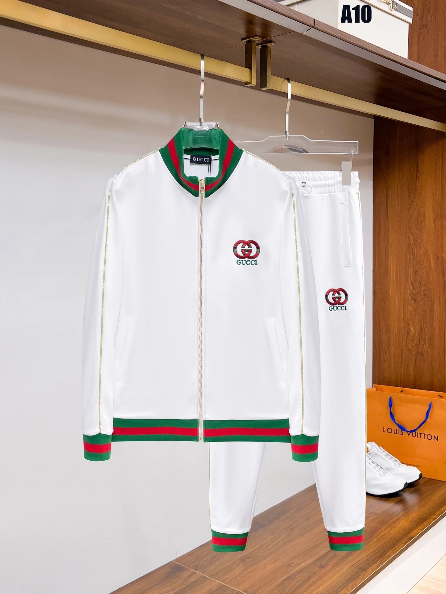 Loewe Matching Sets Zip-Up Track Jacket and Joggers Set — White A10