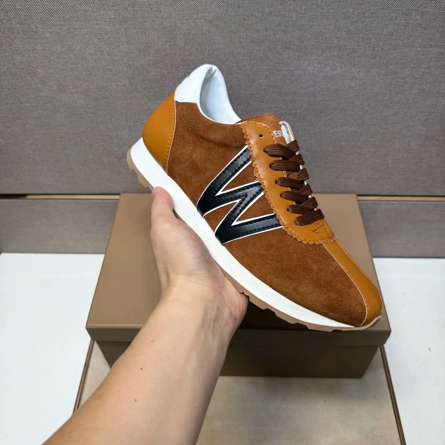 J.M. Weston Sneakers Low-Top Lace-Up Leather with W Side Detail — Style 1