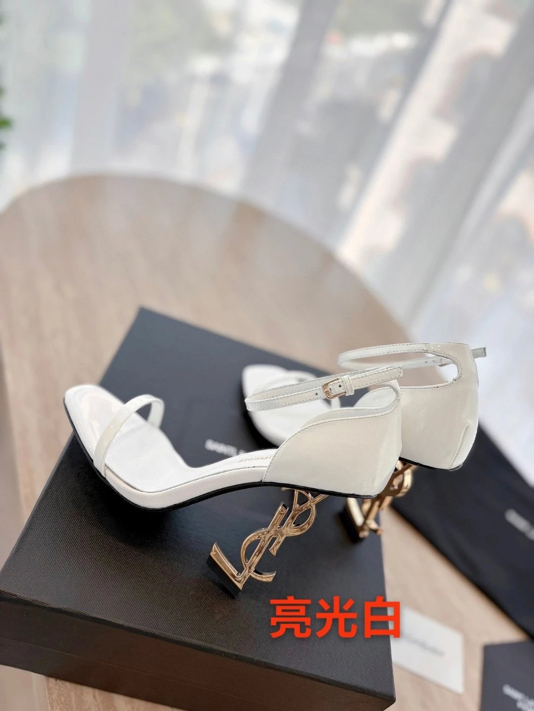 Saint Laurent YSL monogram heel footwear — White 8CM