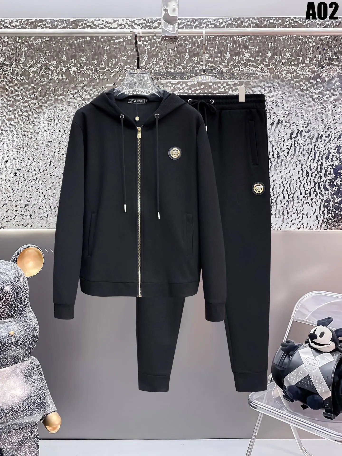 Loewe Matching Sets Zip-Up Track Jacket and Joggers Set — Black A 02