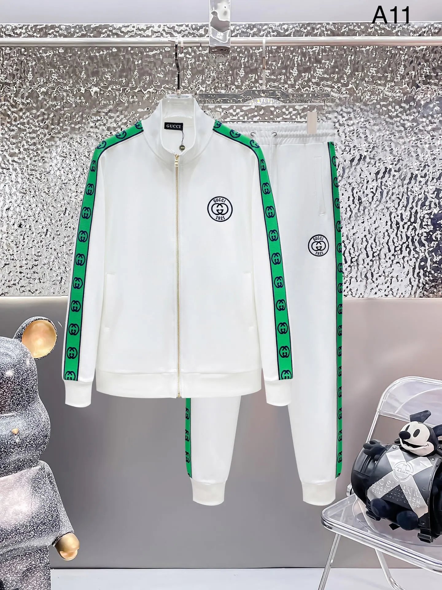 Loewe Matching Sets Zip-Up Track Jacket and Joggers Set — White A11