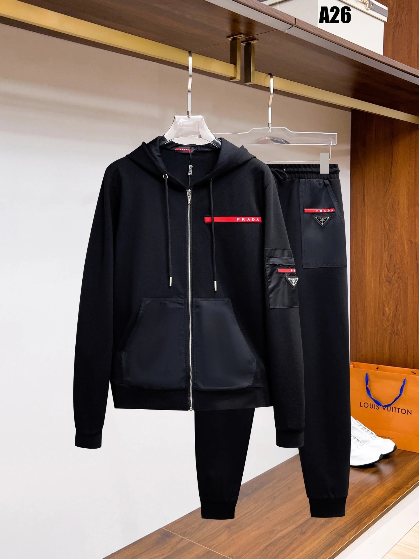 Loewe Matching Sets Zip-Up Track Jacket and Joggers Set — Black A26