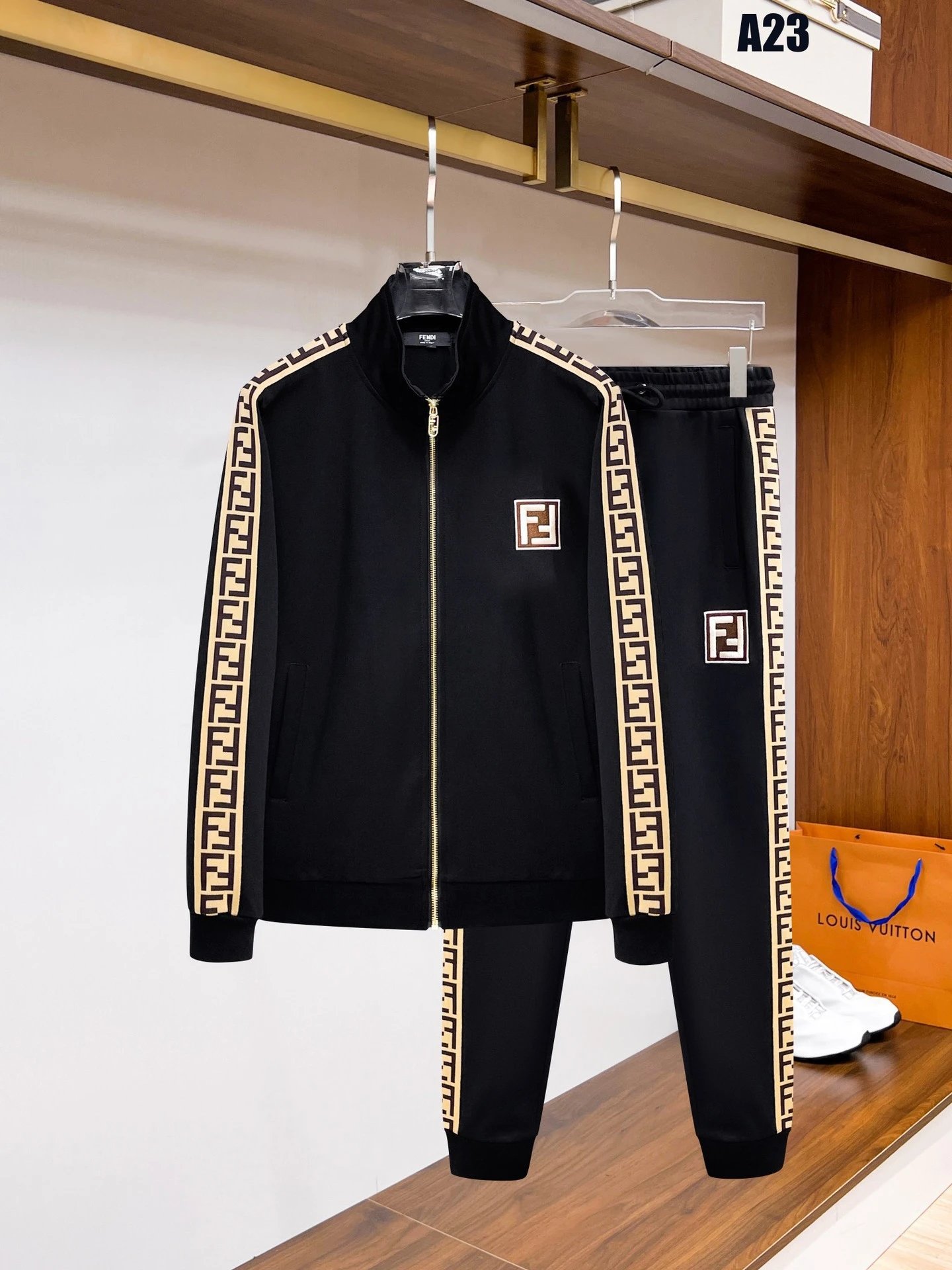 Loewe Matching Sets Zip-Up Track Jacket and Joggers Set — Black A23