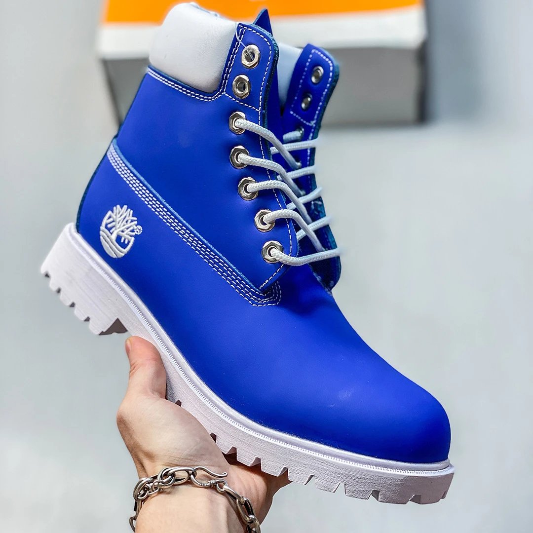 Timberland Boots Lace-Up High-Top Lug-Sole — Tianberun – White and Blue