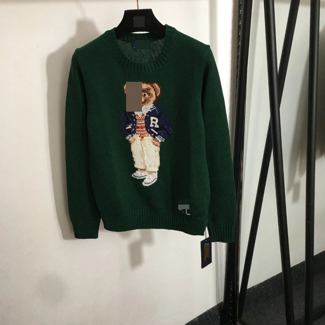 Unbranded Knitwear Crewneck knit sweater with bear motif — Green