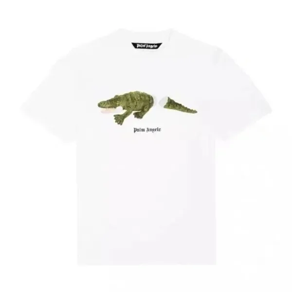 Palm Angels Crocodile Print White T-Shirt - 1