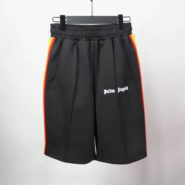 Palm Angels Rainbow Stripe Track Shorts Black - 1
