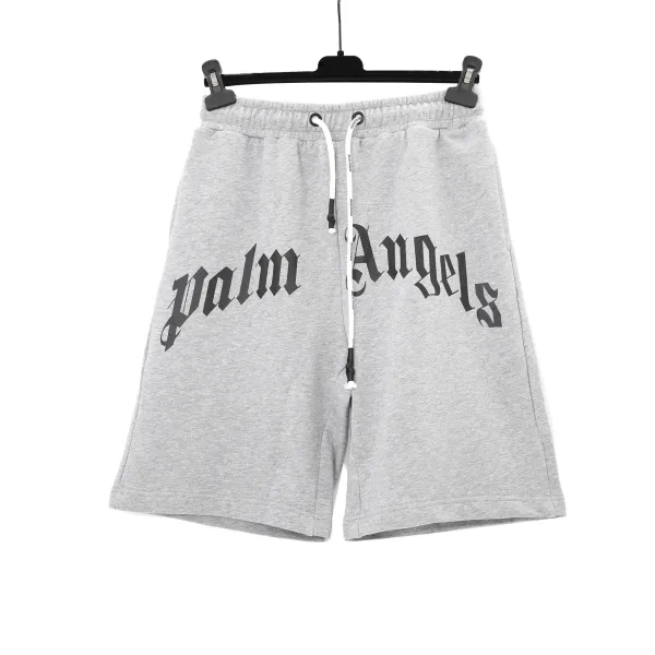 Palm Angels Gothic Logo Sweatshorts Gray - 1