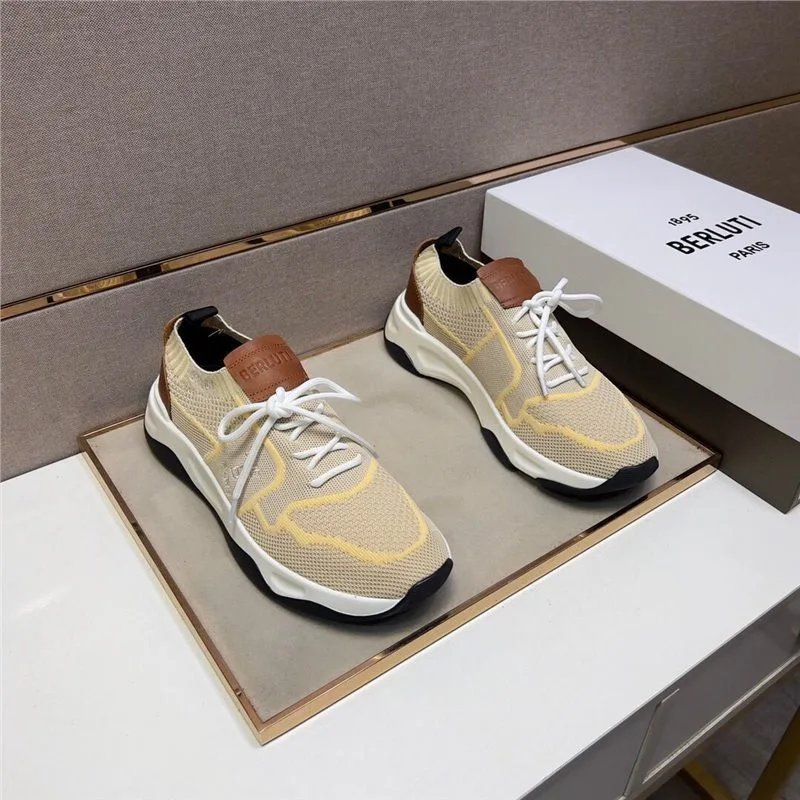 Berluti Sneakers Knit sock with leather heel panels image 2