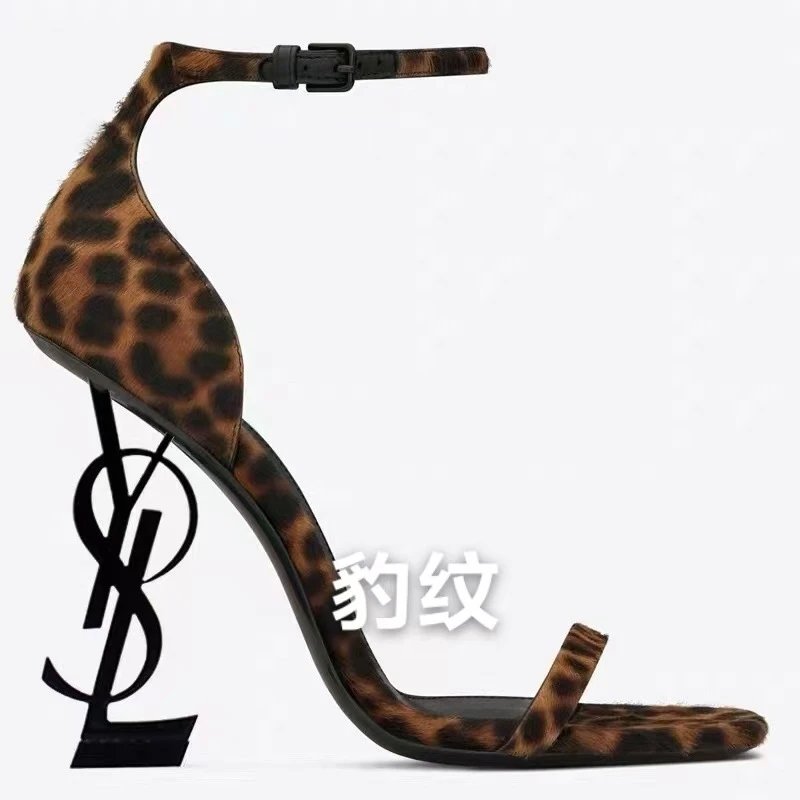 Saint Laurent YSL monogram heel footwear — Leopard print 8CM