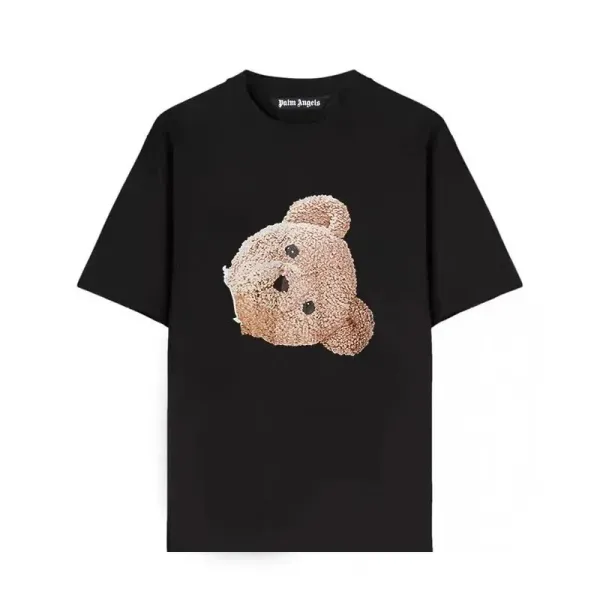Palm Angels Teddy Bear Embroidered Black T-Shirt - 1
