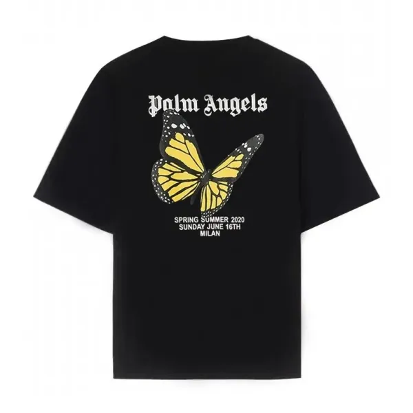 Palm Angels Butterfly Print Black T-Shirt - 1