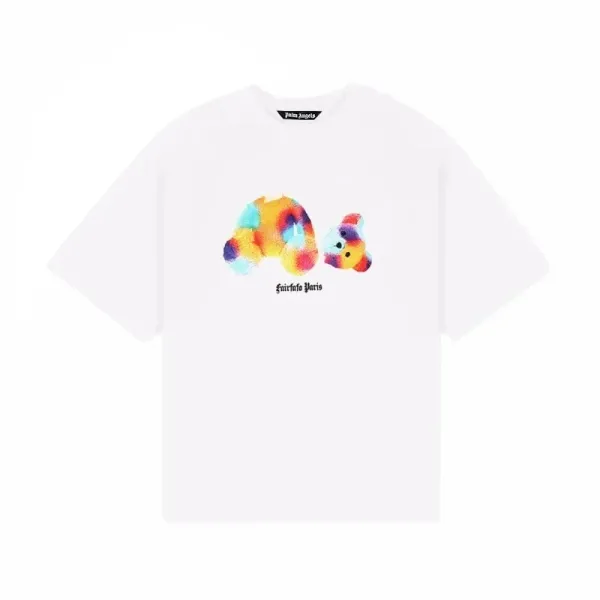 Palm Angels x Faïdho Paris Tie-Dye Bear Print White T-Shirt - 1