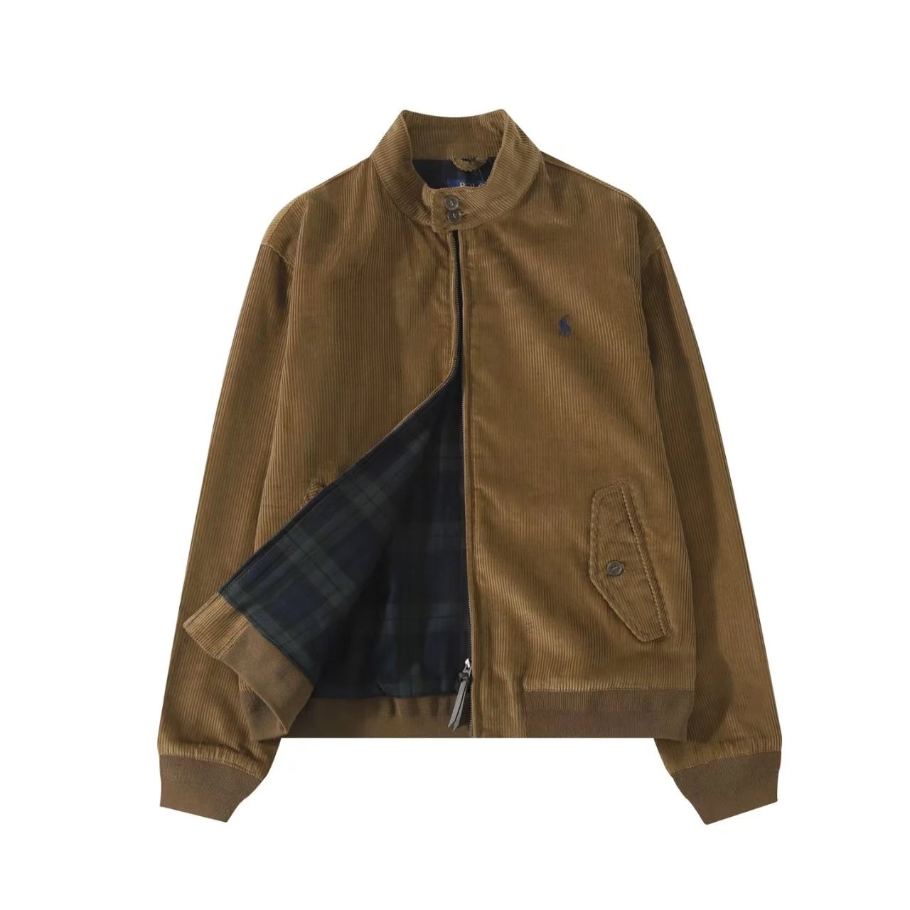 Polo Ralph Lauren Jackets Reversible Plaid-Lined Zip Jacket — brown corduroy r 24