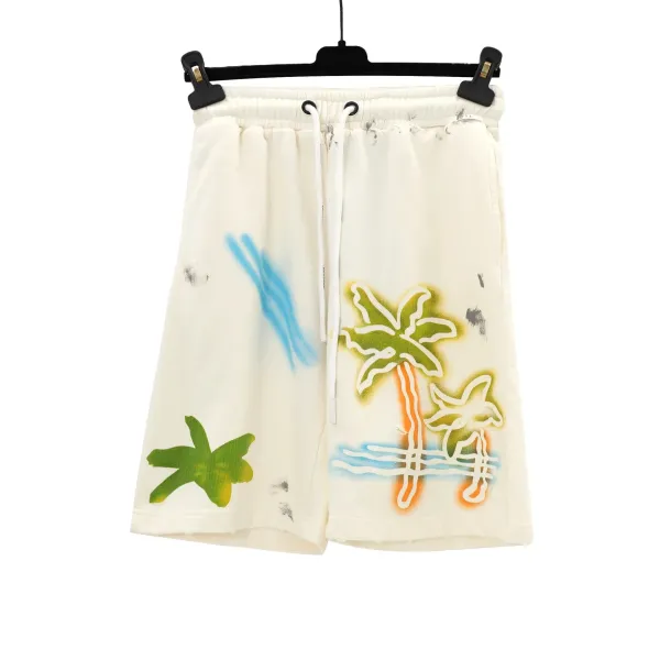 Off-White Palm Tree Spray Paint Shorts White - 1