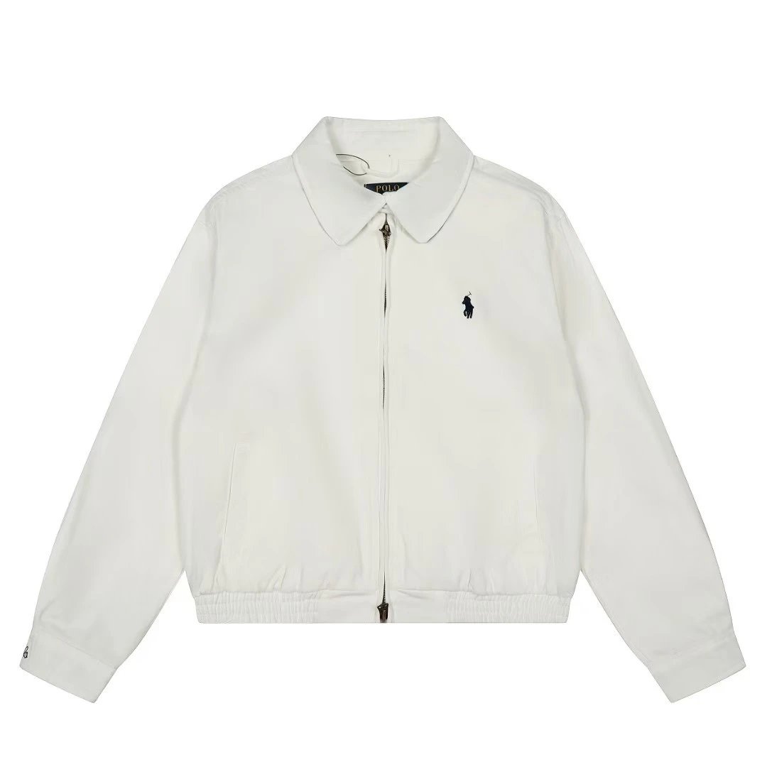 Polo Ralph Lauren Jackets Reversible Plaid-Lined Zip Jacket — Embroidered armband, white