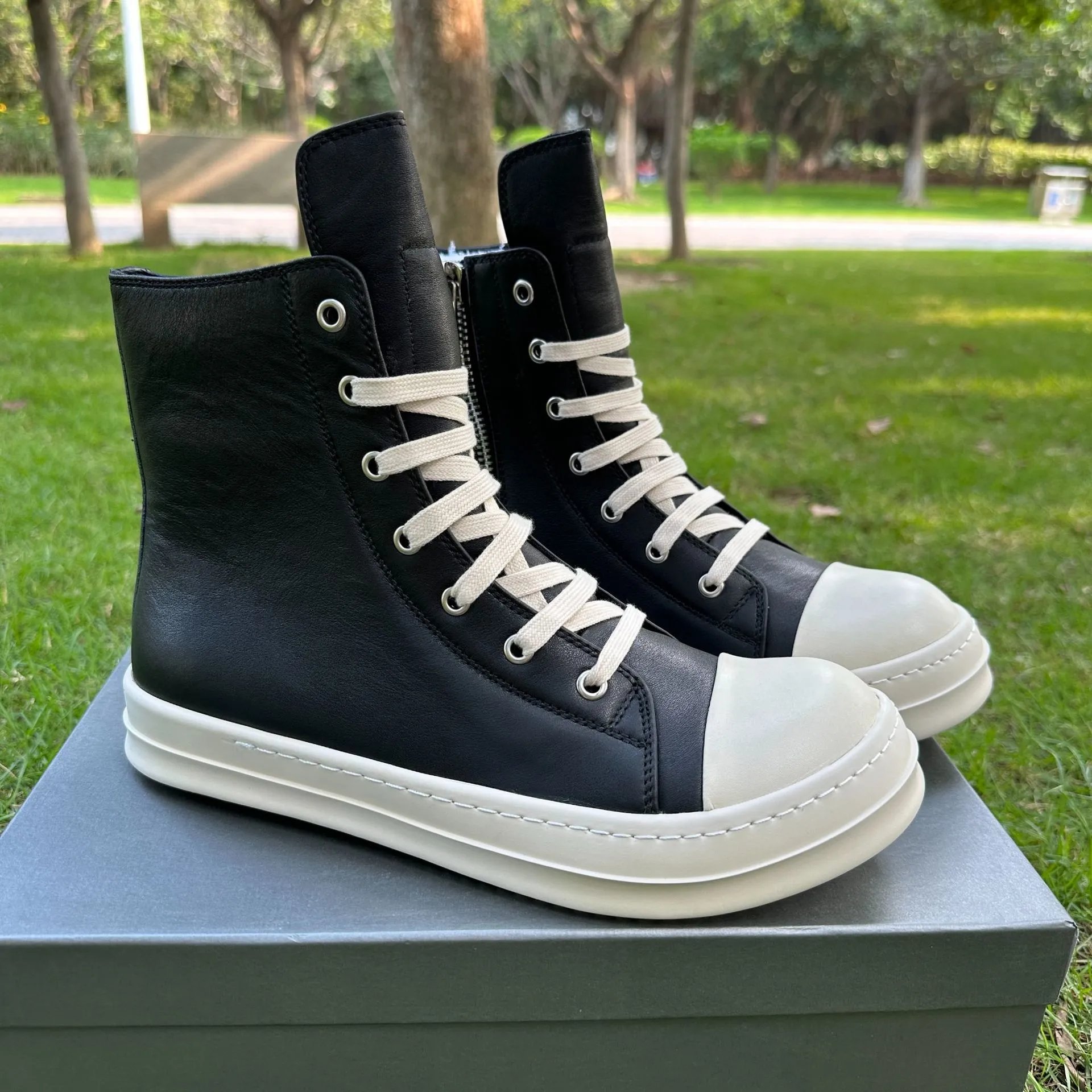 Black Leather High Top Sneaker