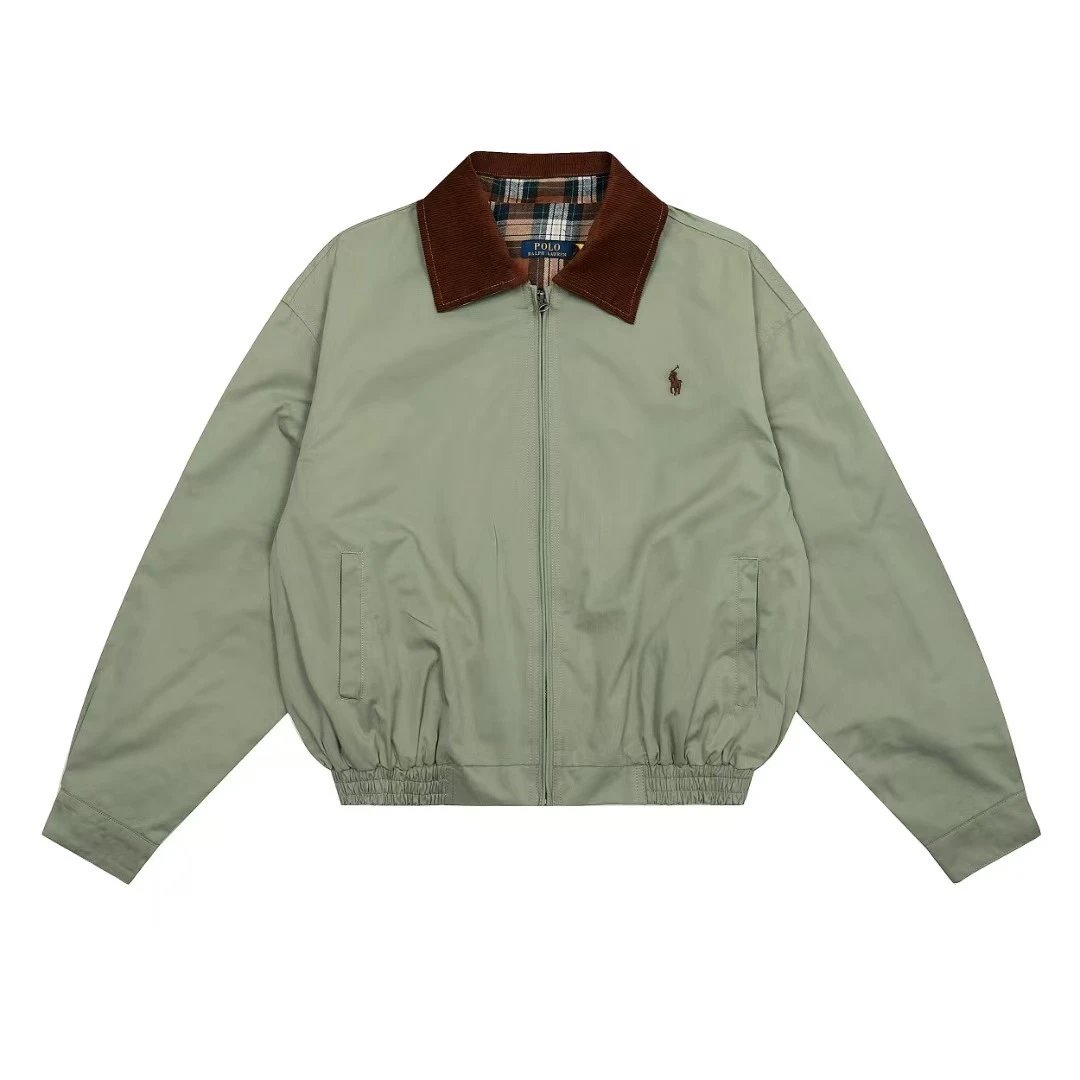 Polo Ralph Lauren Jackets Reversible Plaid-Lined Zip Jacket — Corduroy lapel green