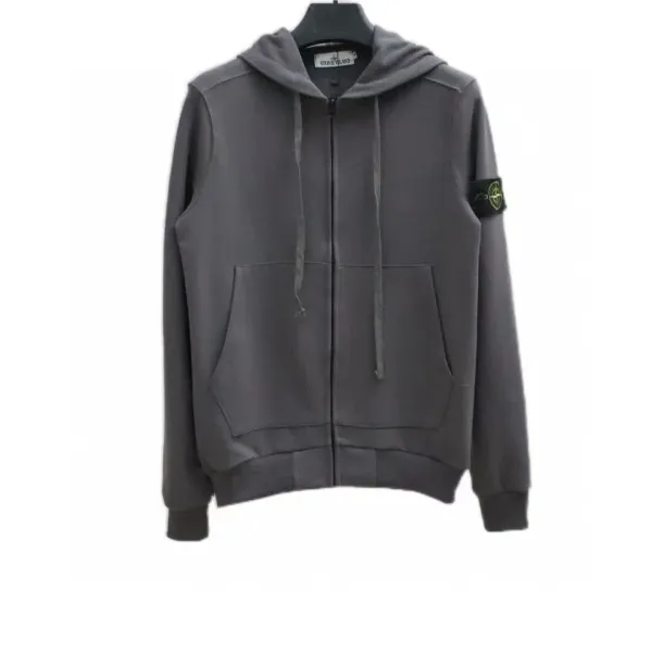 Stone Island Zip-Up Hoodie Gray - 1