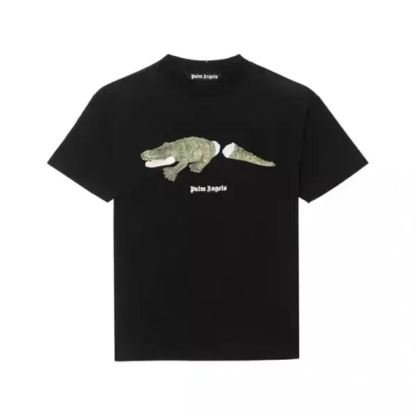 Palm Angels Crocodile Print Black T-Shirt - 1