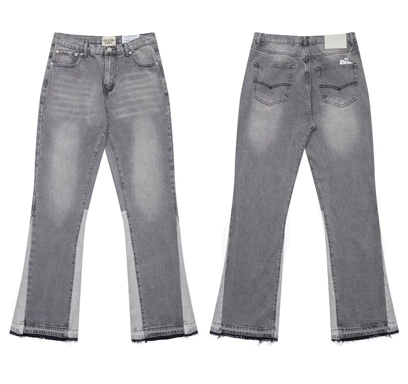 Gallery Dept. Jeans Flared with distressed and patchwork designs — 639 Smoke Gray